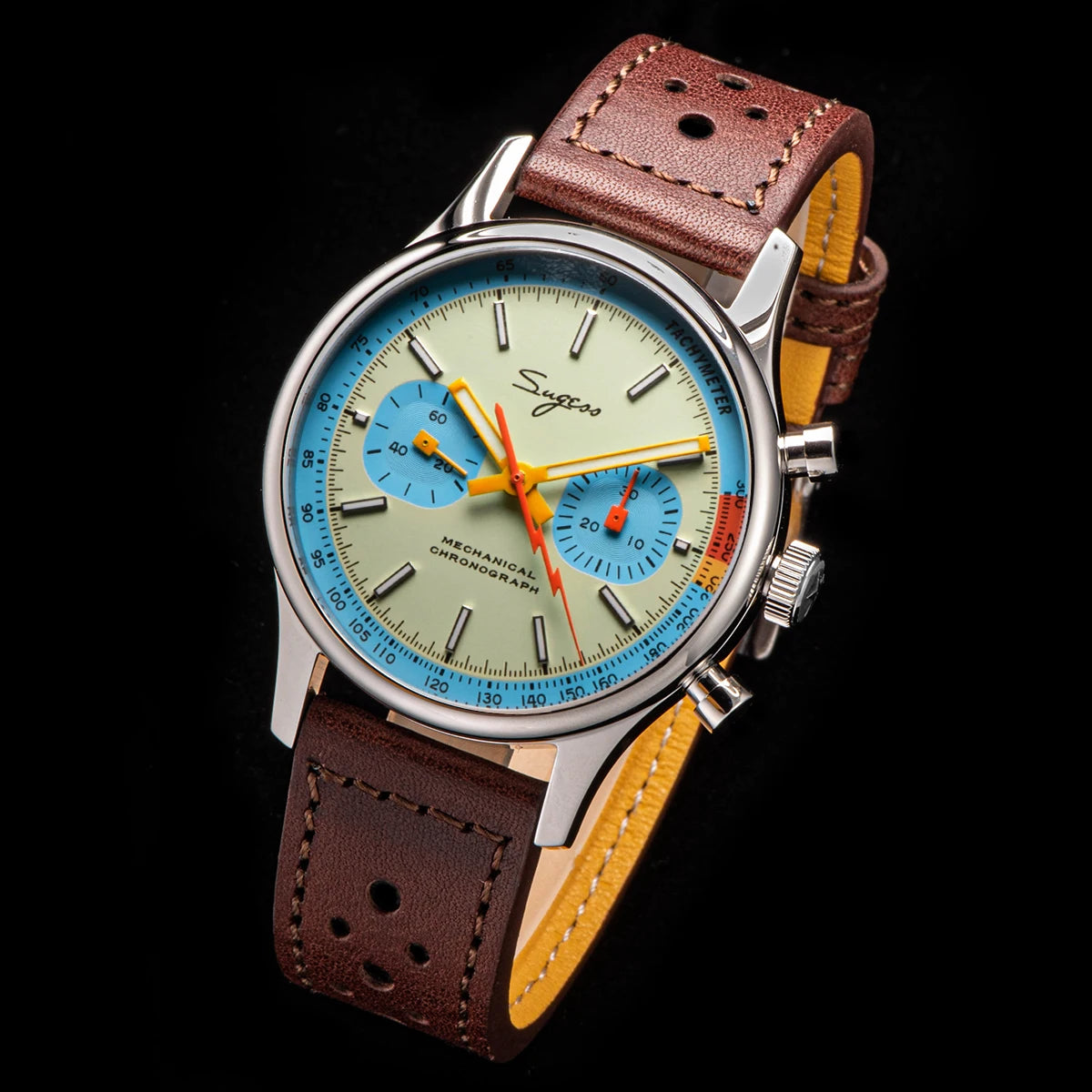 SUGESS Watch of Men Chronograph Mechanical Wristwatches Tianjin ST19 Swanneck Movement Pilot Men's Watch Sapphire Crystal Gift V2