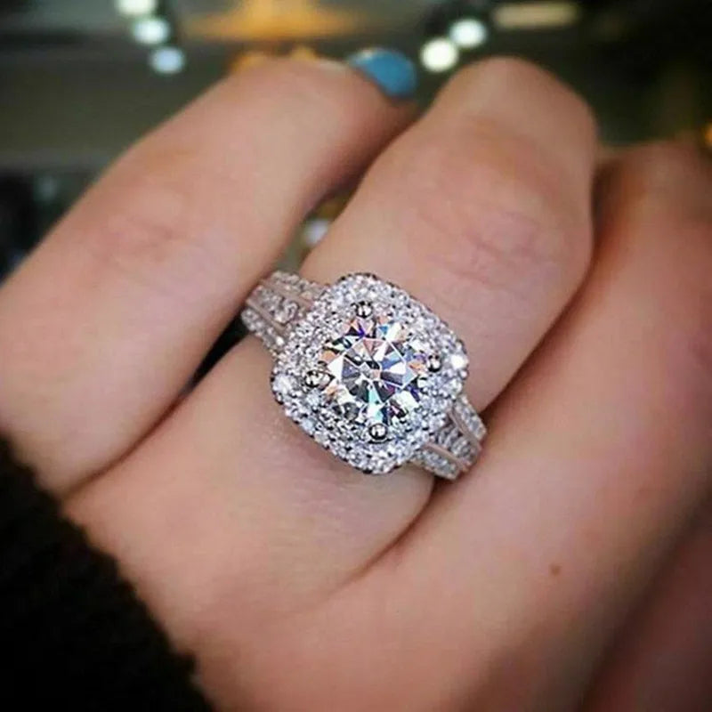 925 Sterling Silver Cubic Zirconia Engagement Ring