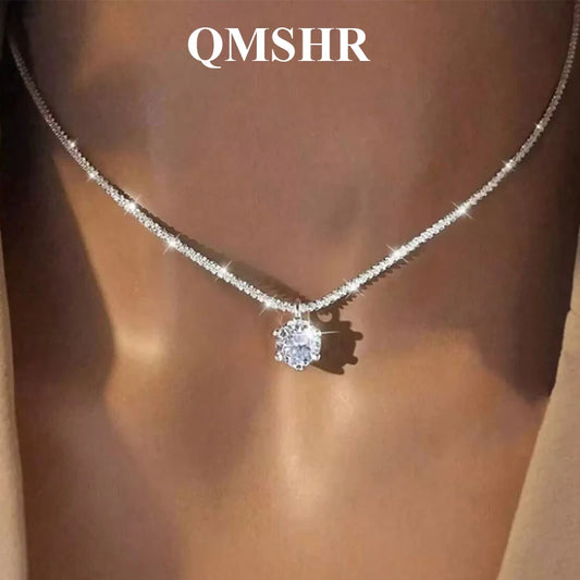 925 Sterling Silver VVSI Moissanite Crown Pendant Necklace GRA Certified