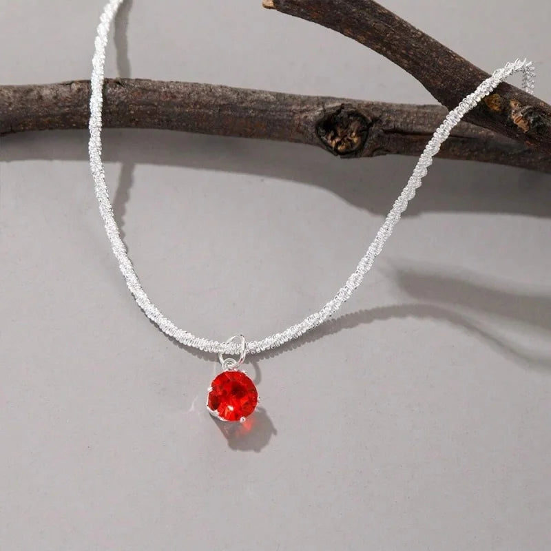 925 Sterling Silver Plated Zircon Clavicle Necklace for Women