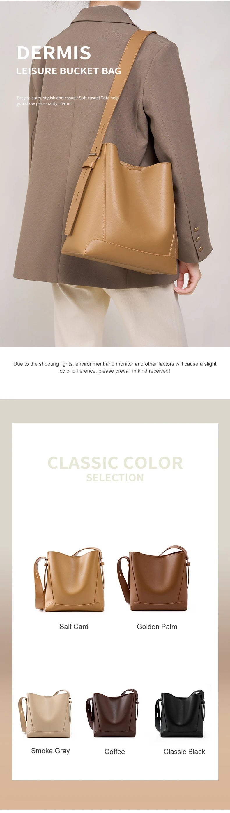 2025 Genuine Leather Buket Bag - Designer Crossbody Shoulder Bag for Women