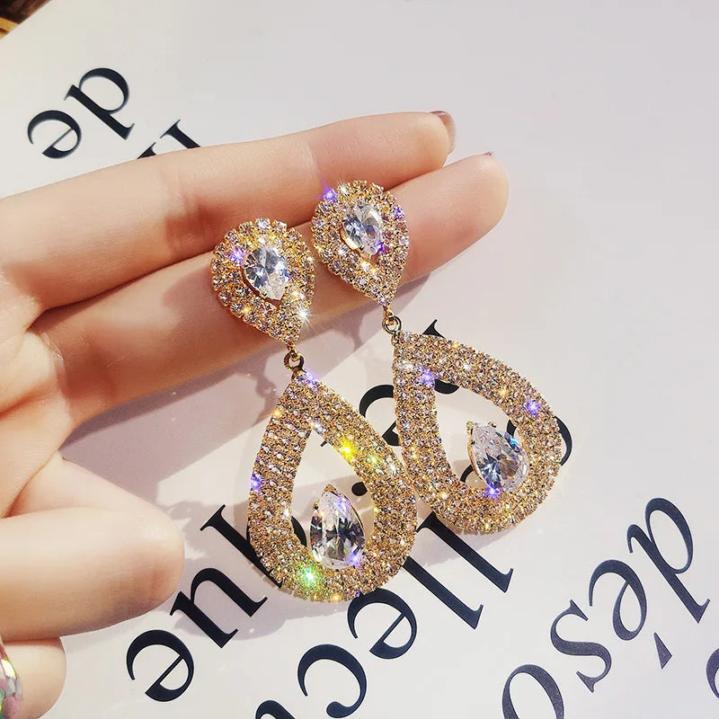 Rhinestone Tessel Drop Earrings