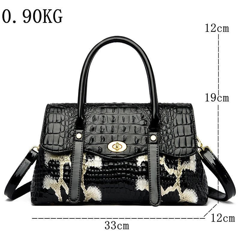 Luxury Handbag Alligator Designer PU Patent Leather Crossbody Bag For Women Tote Fashion Ladies Messenger Bag Shoulder Bag Bolsa