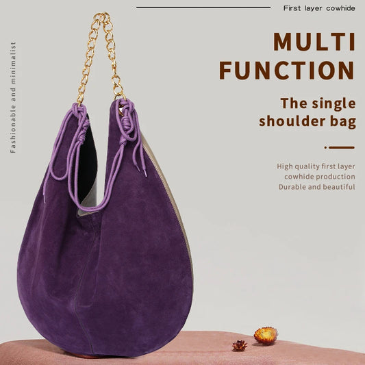Women's Genuine Leather Chain Bag - Large Capacity Cowhide Shoulder Bag