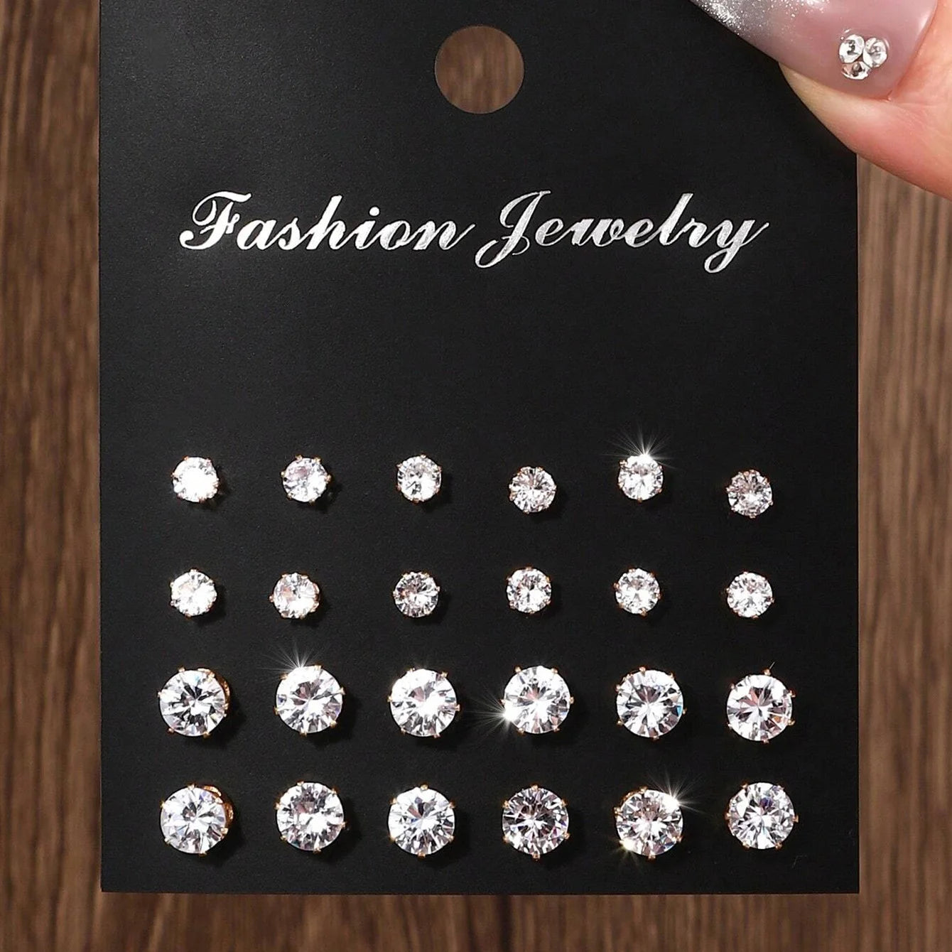 12-Pair Luxurious Shiny Zirconia Stud Earrings Set for Women