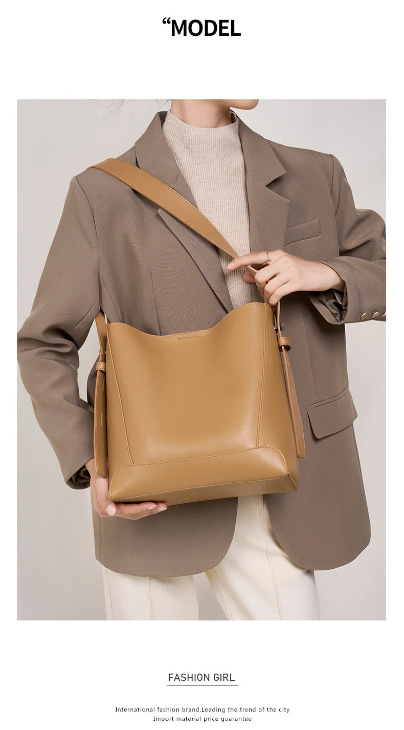 2025 Genuine Leather Buket Bag - Designer Crossbody Shoulder Bag for Women