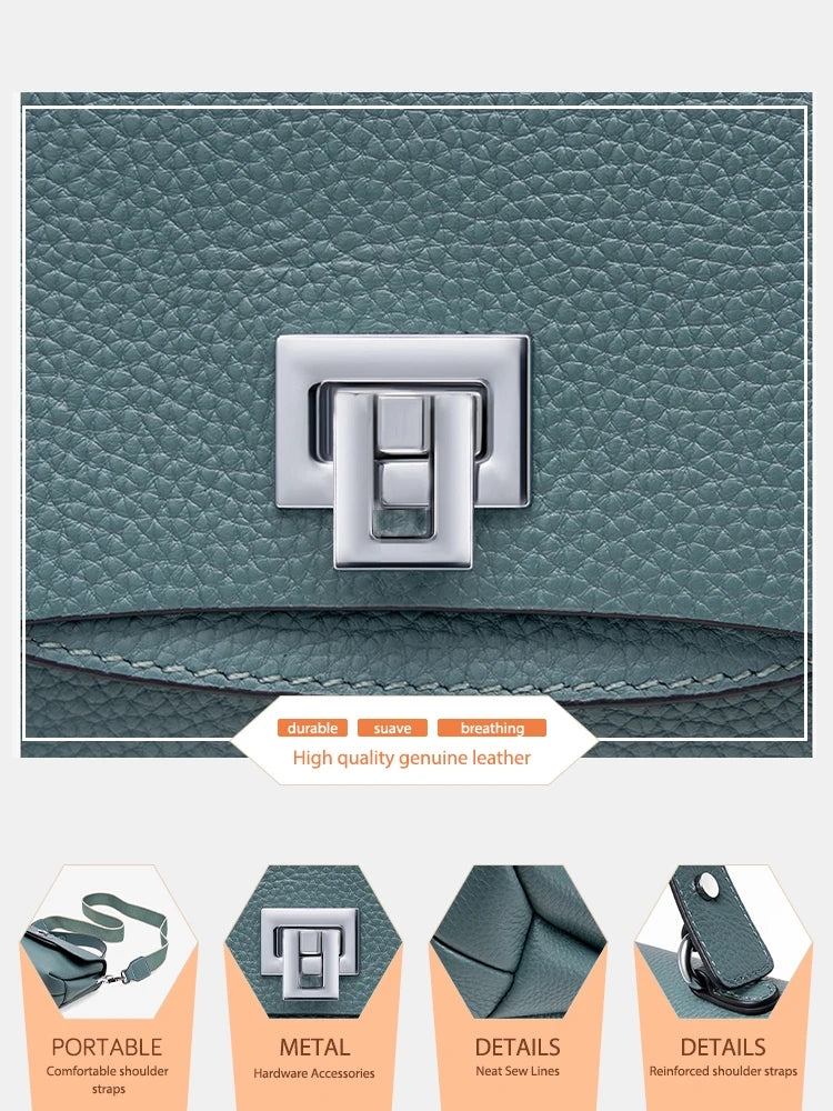 Women's Genuine Leather Top - Handle Envelop Bag - Luxury Crossbody Handbag