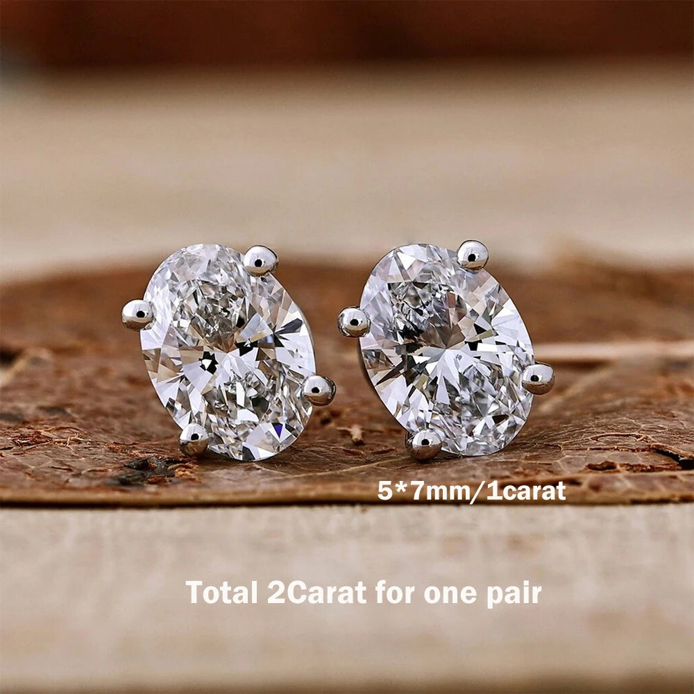 Oval Moissanite Drop Earrings-Detachable Ear cuff 925