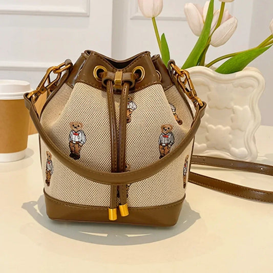 Luxury Drawstring Bucket Bag Large Capacity Women's Crossbody Shoulder Bag