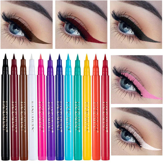 12- Color Waterproof Liquid Eyeliner Set - Vibrant Eye Makeup Pencils