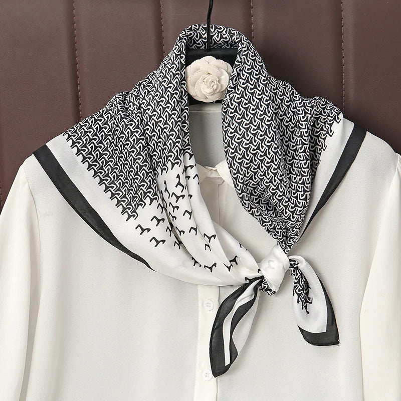 Luxury Print Satin Silk Square Scarf for Women Hijab Shawl & Elegant Wrap Accessory