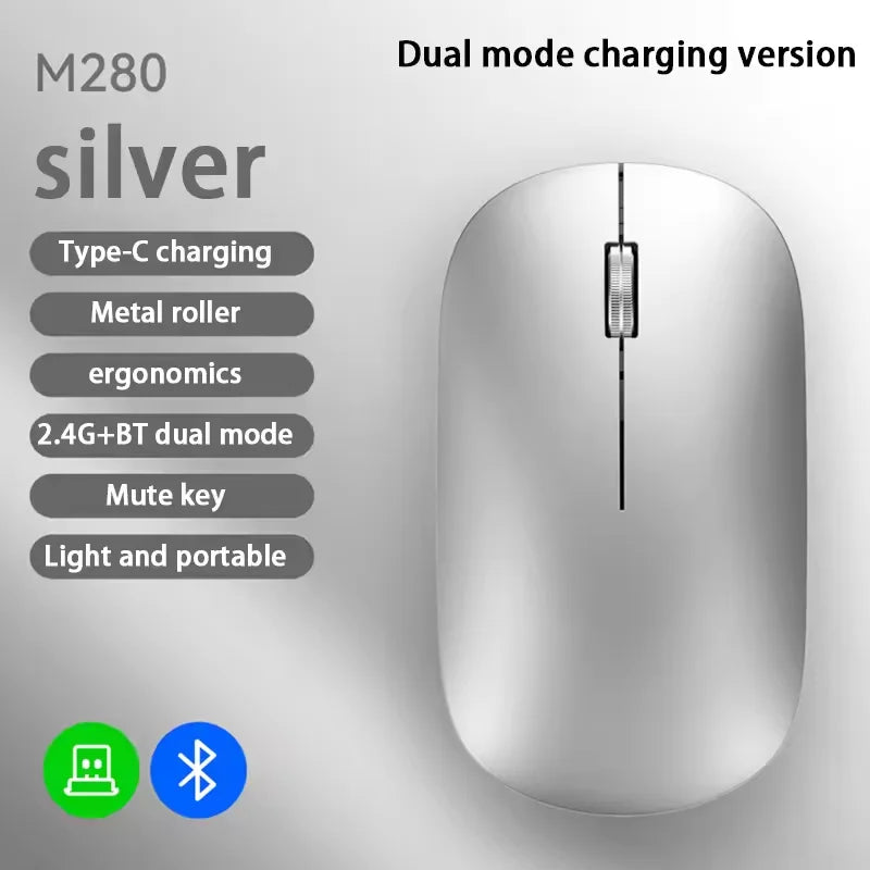 Wireless Mouse Type -C Charging - Silent Click Portable Ergonomic Computer Mouse