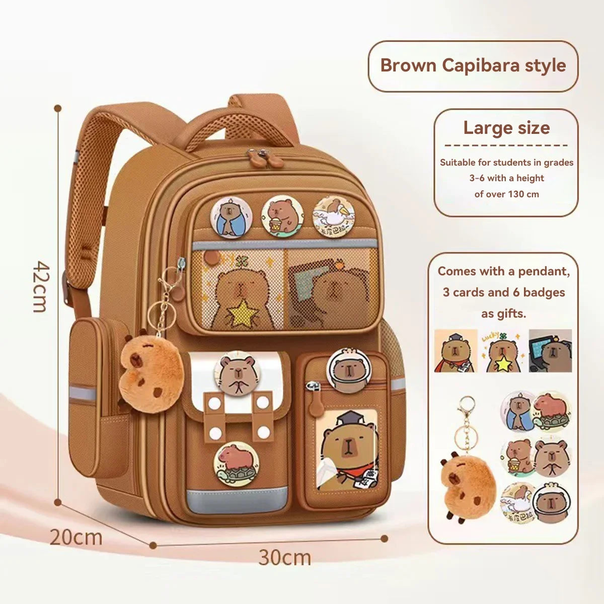 Capybara School Bag -Waterproof Backpack for Kids & Students