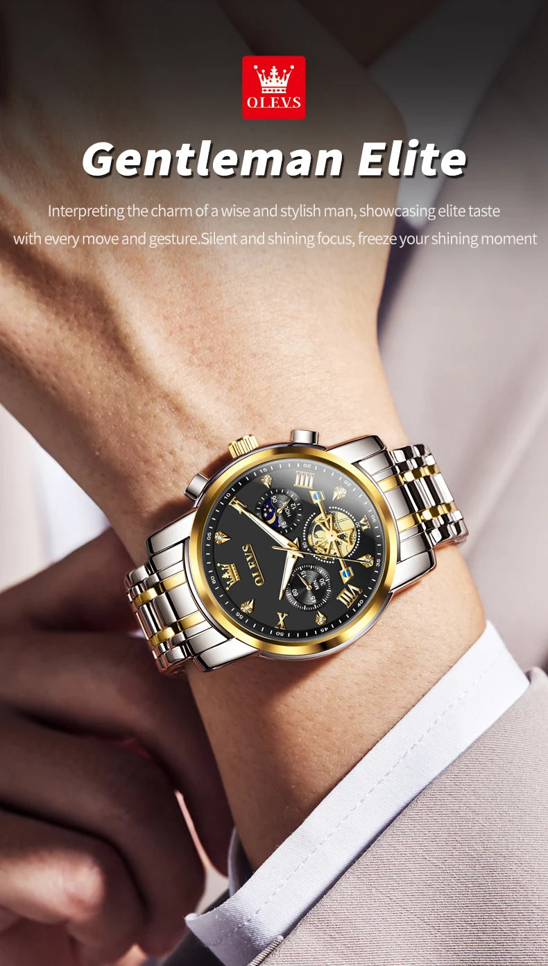 OLEVS Men's Classic Multifunctional Flywheel Automatic Watch -elegant & Precise