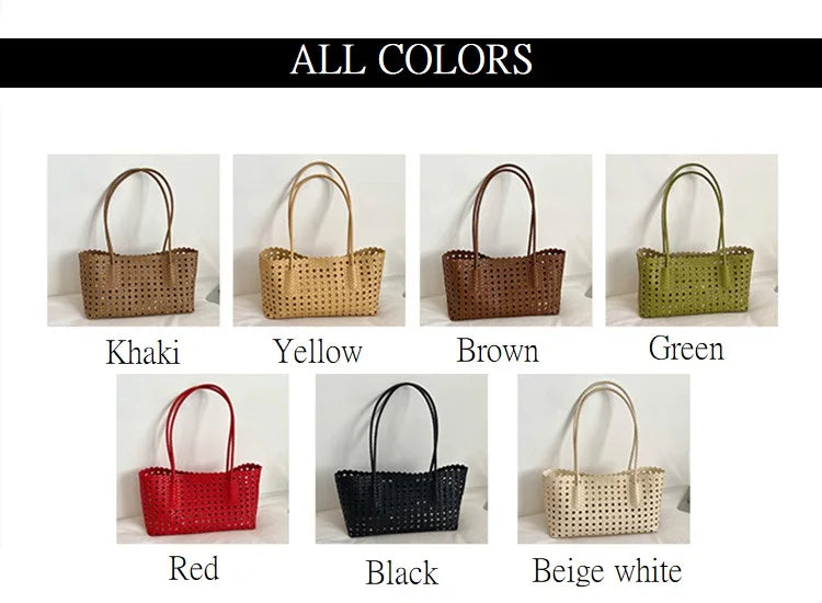 Women's Woven Shoulder Bag - Luxury Designer Tote Purse Handbag