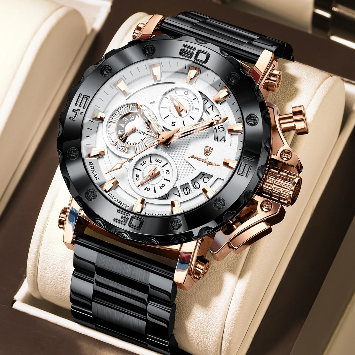 POEDAGAR 892 Men's Stainless Steel Quartz Watch