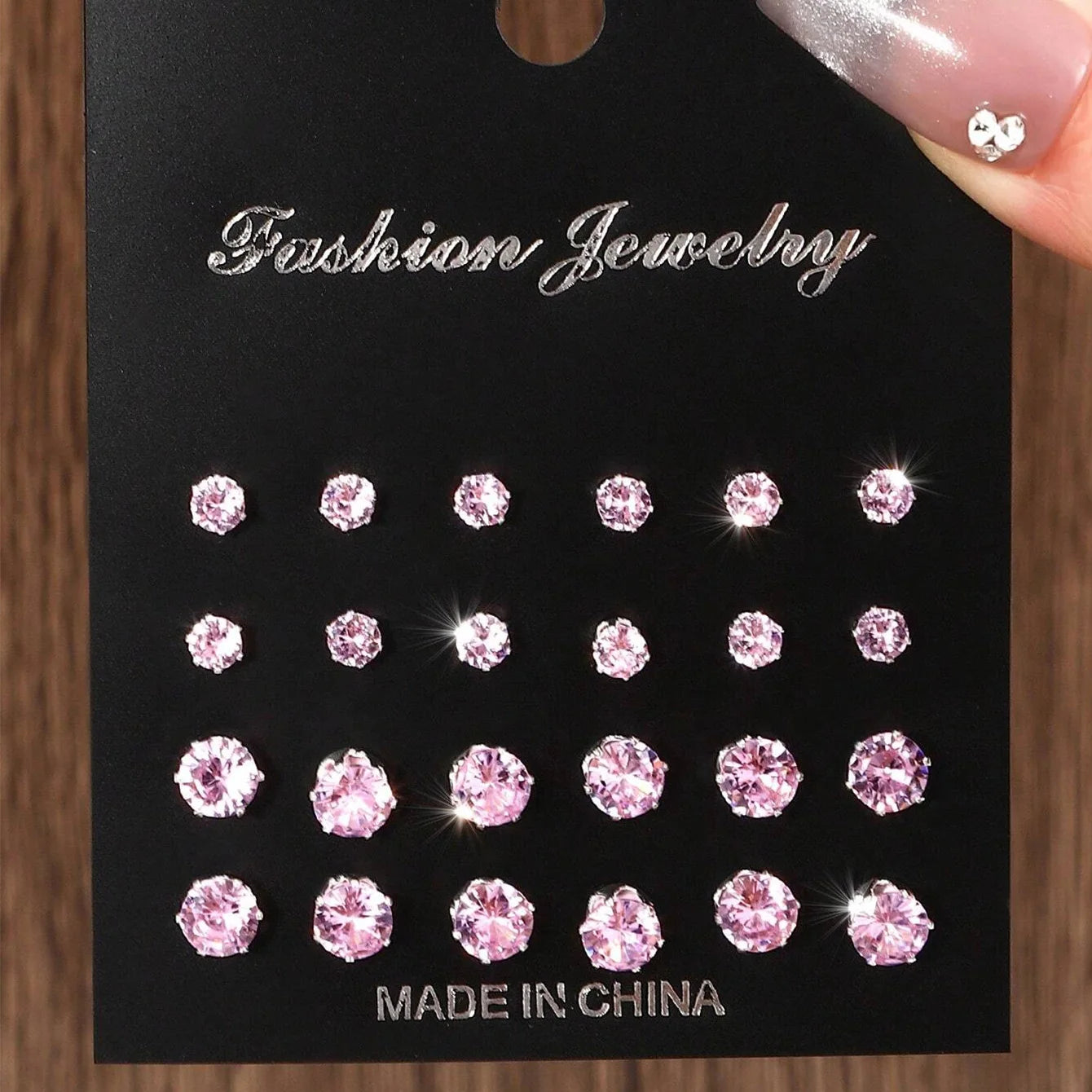 12-Pair Luxurious Shiny Zirconia Stud Earrings Set for Women