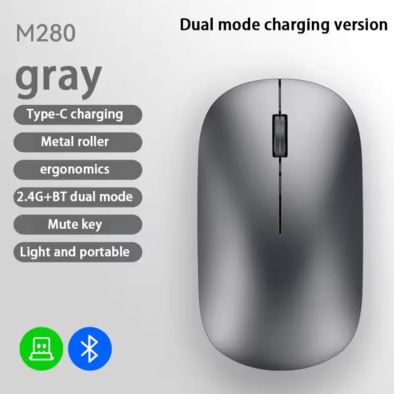 Wireless Mouse Type -C Charging - Silent Click Portable Ergonomic Computer Mouse