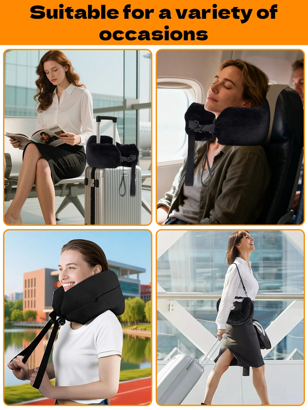 Adjustable U-Shaped Travel Neck Pillow - Comfortable Support Travel for Rest