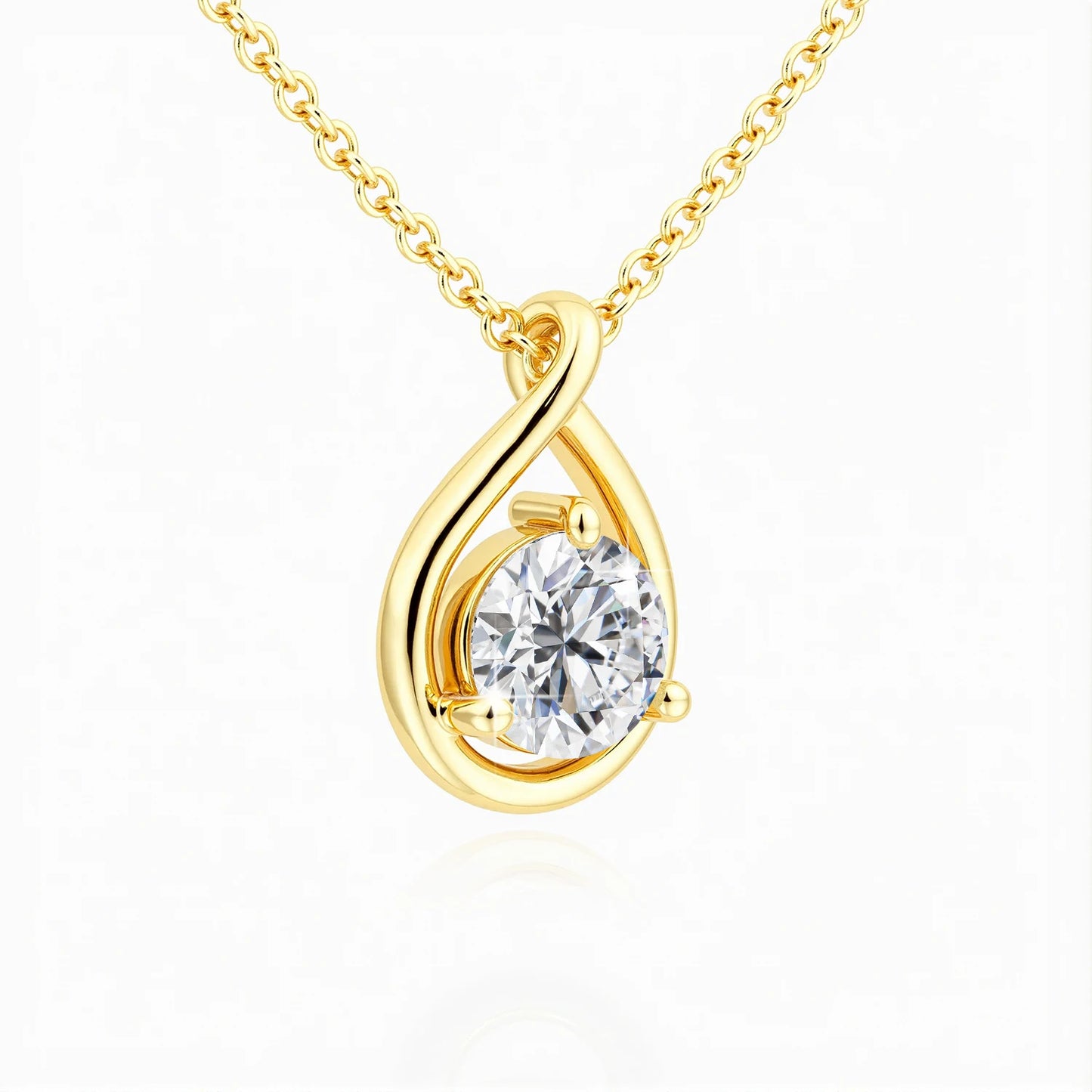 14K Gold Plated Pear Moissanite Solitaire Pendant Necklace Diamond Certificate Included
