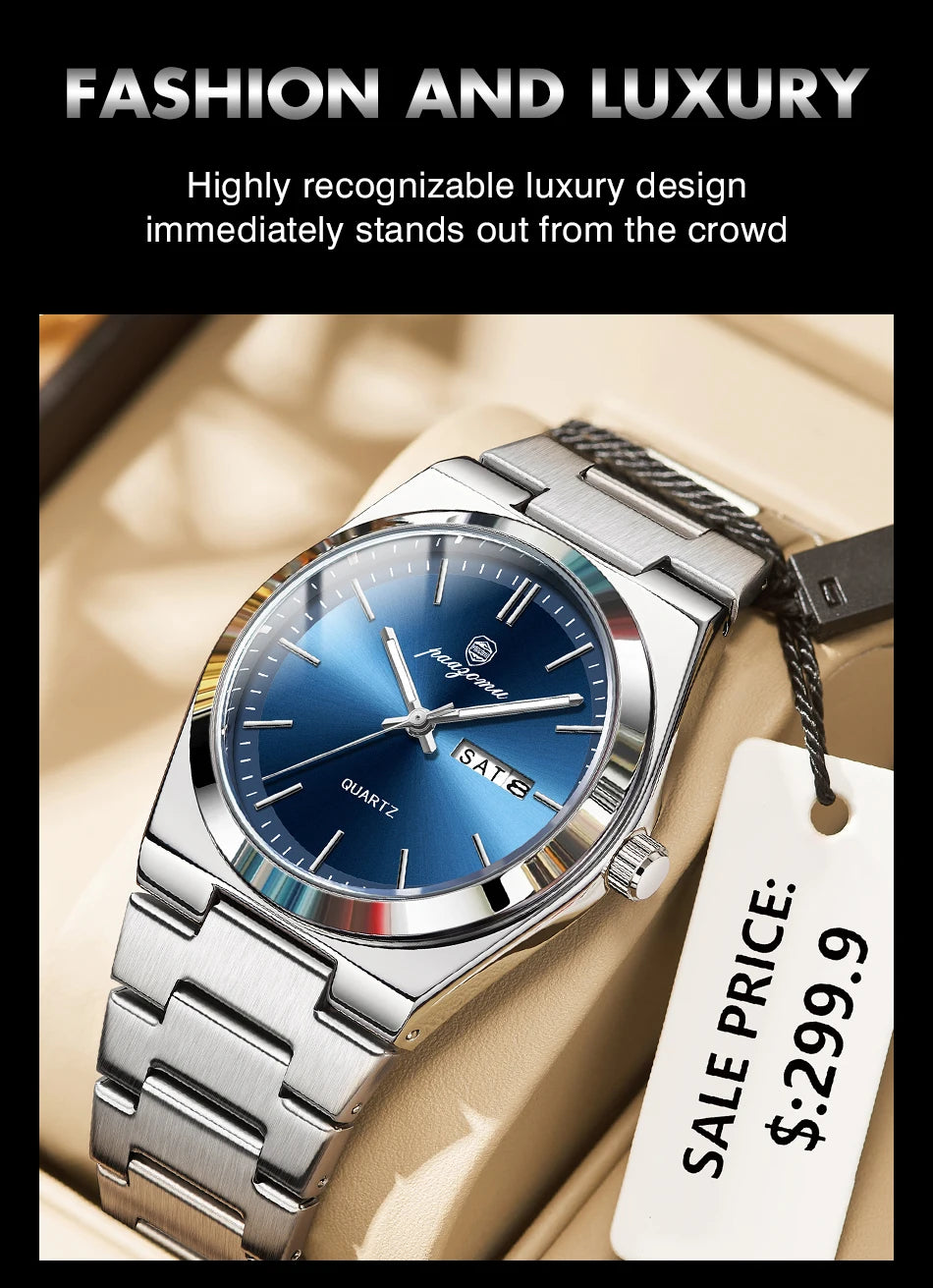 PAAZOMU Luxury Quartz Men's Watch Sport Waterproof Wristwatch