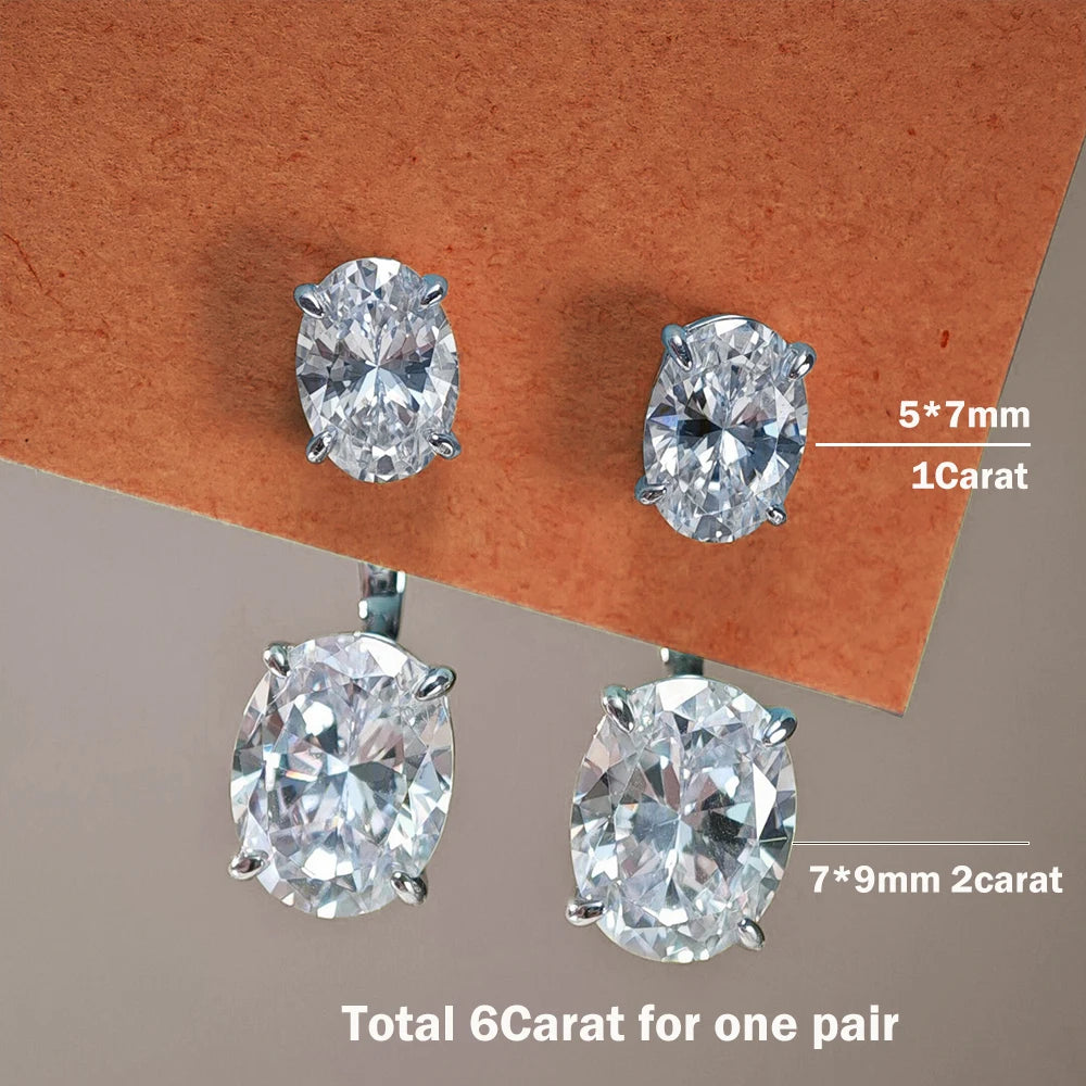 Oval Moissanite Drop Earrings-Detachable Ear cuff 925