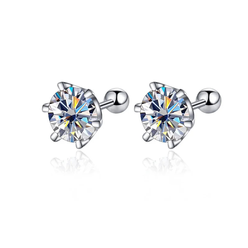 Moissanite Stud Earring - D Color 925 Sterling Silver for Women