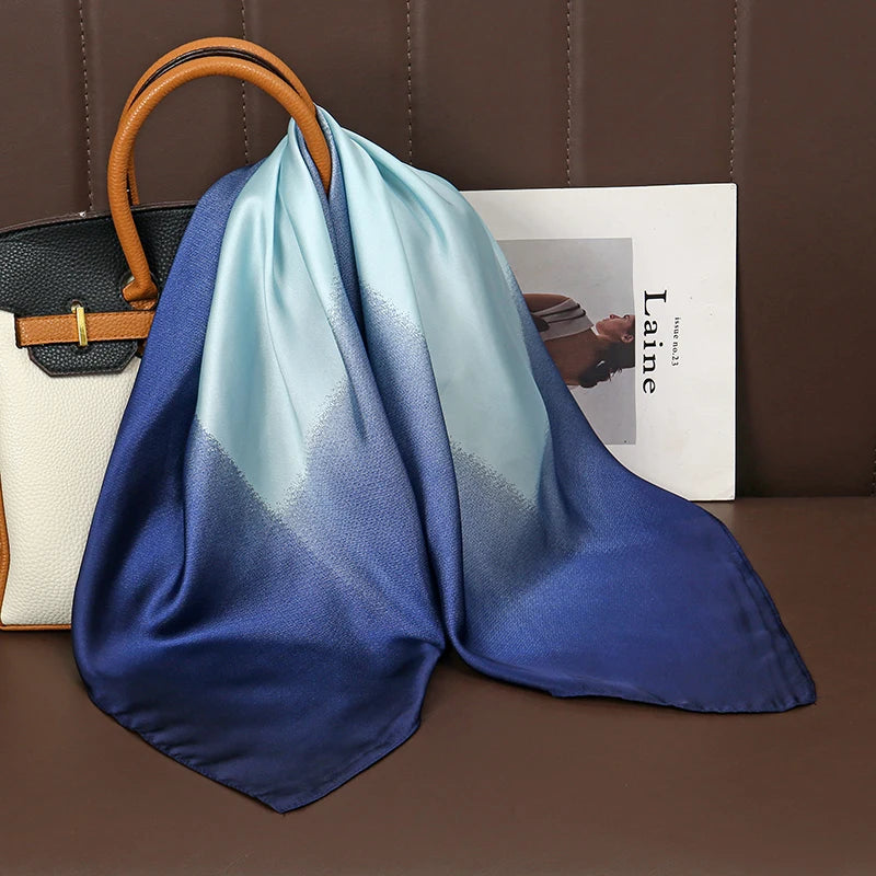 Luxury Print Satin Silk Square Scarf for Women Hijab Shawl & Elegant Wrap Accessory