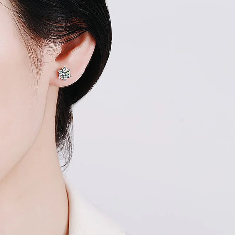 Moissanite Stud Earring - D Color 925 Sterling Silver for Women