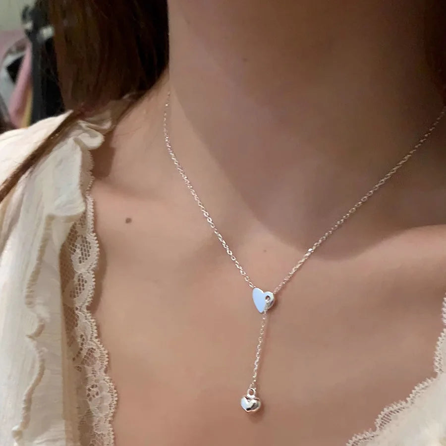 925 Sterling Silver Necklace Heart Pendant Love Adjustable Choker Elegant for Women Girl Jewelry Gift Dropshipping Wholesale