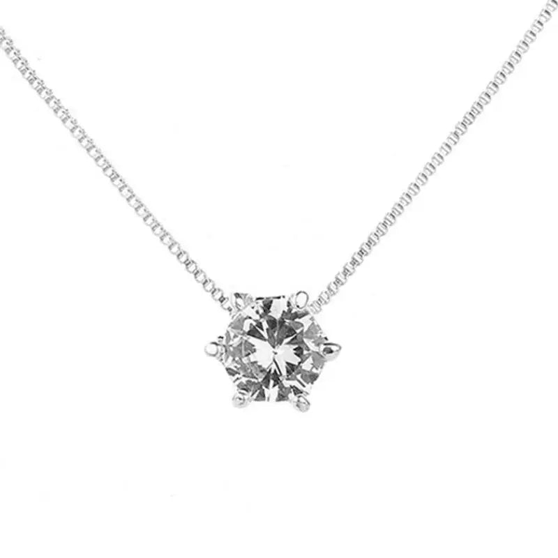 Crystal Zircon Water Drop Pendant Necklace - Invisible Chain Choker for Women