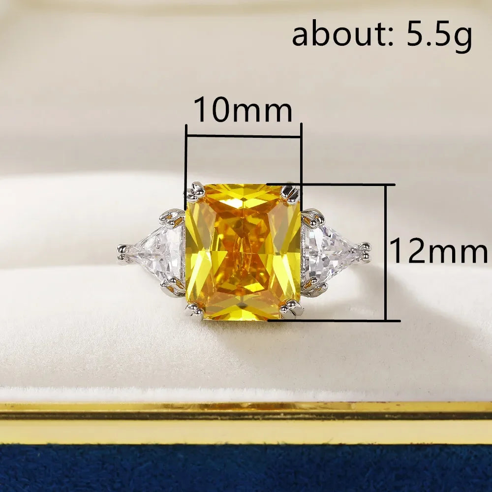 Geometric Yellow Cubic Zirconia Gold Ring