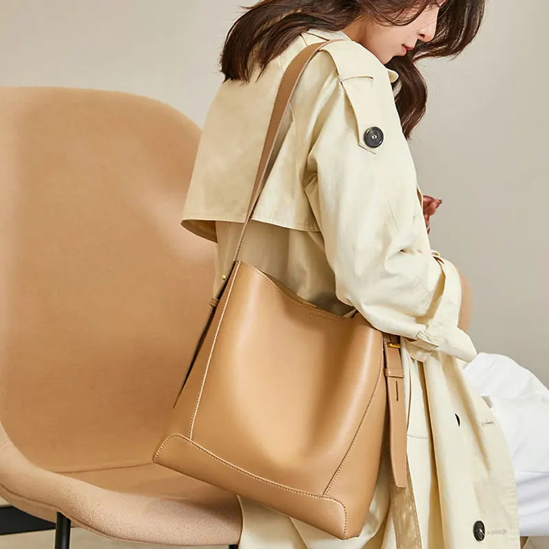 2025 Genuine Leather Buket Bag - Designer Crossbody Shoulder Bag for Women