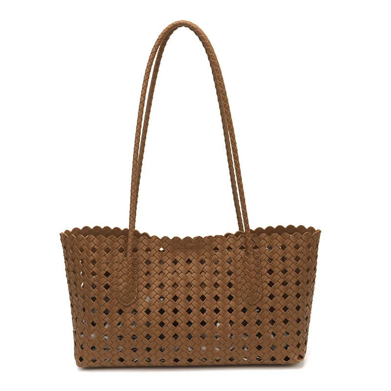 Women's Woven Shoulder Bag - Luxury Designer Tote Purse Handbag