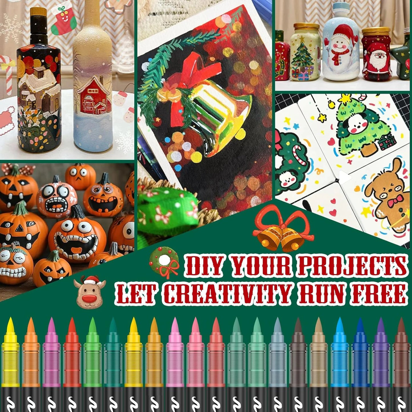 12-366 Colors Acrylic Set- Waterproof Art Brush Pens for Drawing