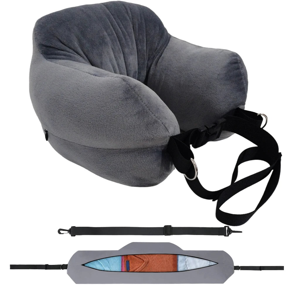 Adjustable U-Shaped Travel Neck Pillow - Comfortable Support Travel for Rest