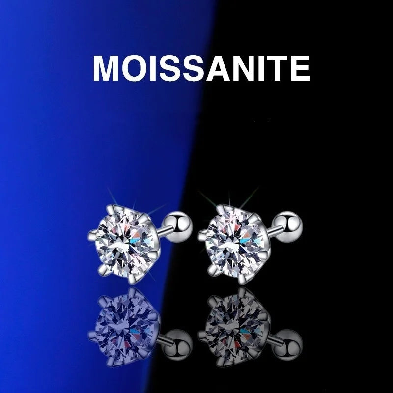 Moissanite Stud Earring - D Color 925 Sterling Silver for Women