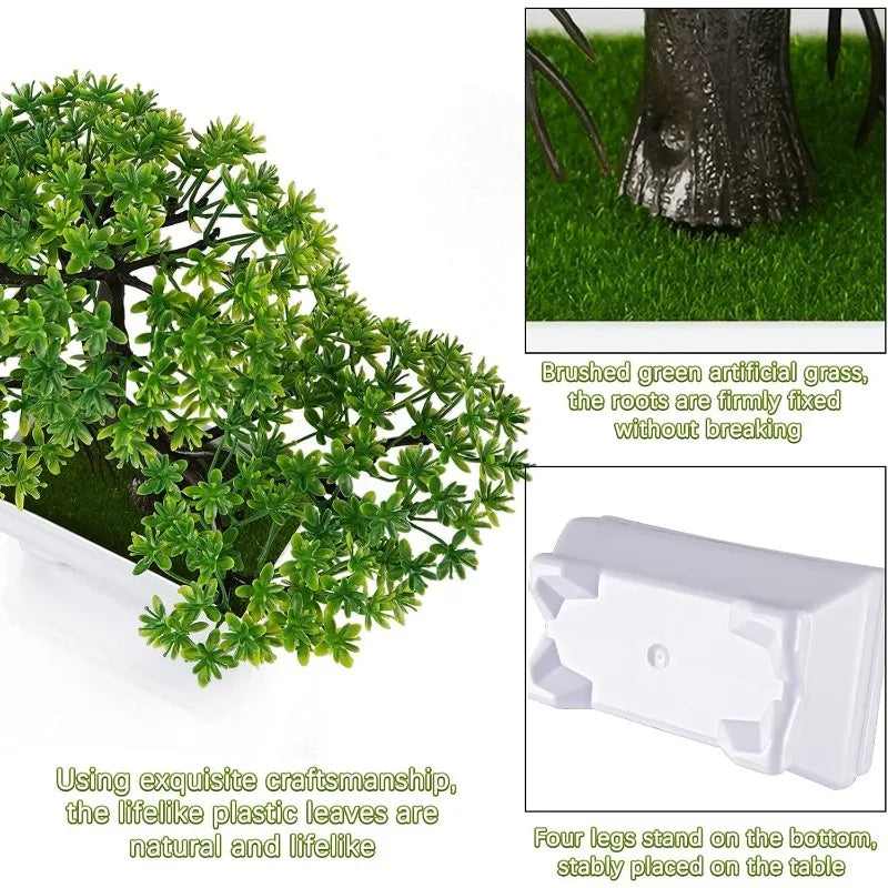 Artificial Bonsai with Faux Flowers Potted Fake Plant for Home, Wadding & Housewarmings Decor