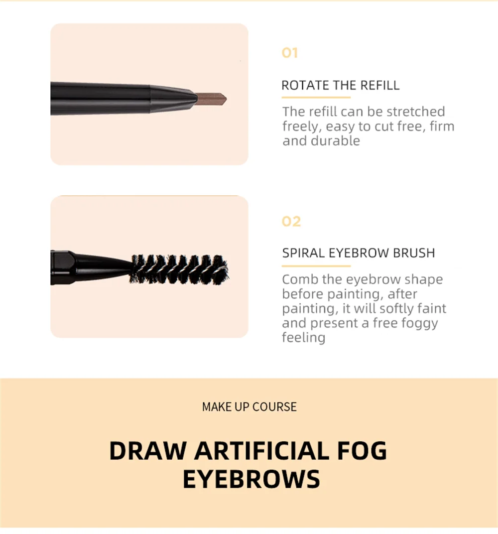 Waterproof Eyebrow Tattoo Pencil with Brush - Dark Coffee