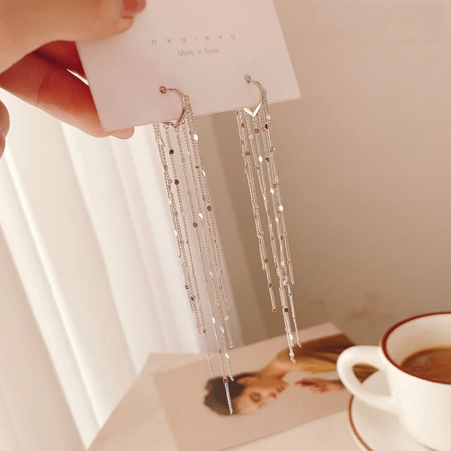 Rhinestone Tessel Drop Earrings