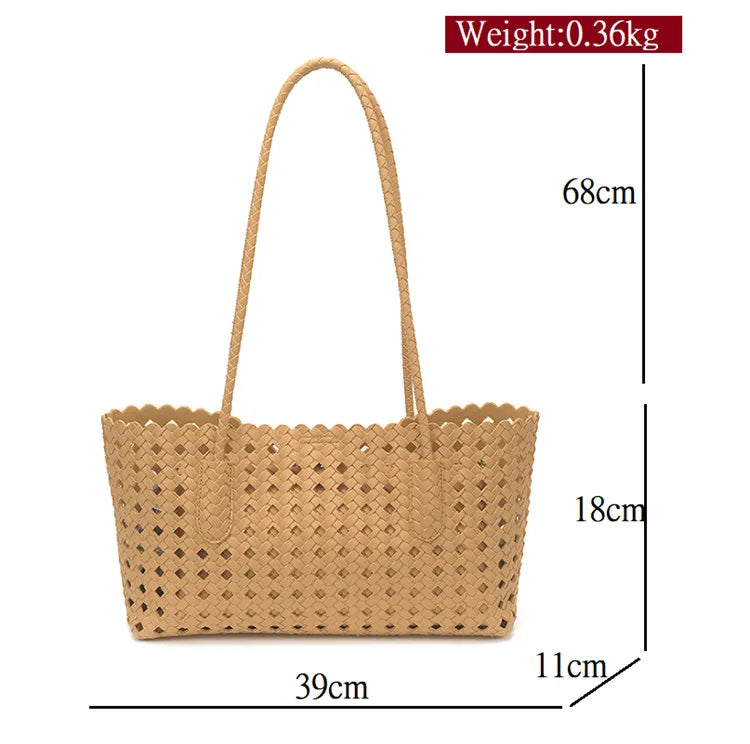 Women's Woven Shoulder Bag - Luxury Designer Tote Purse Handbag