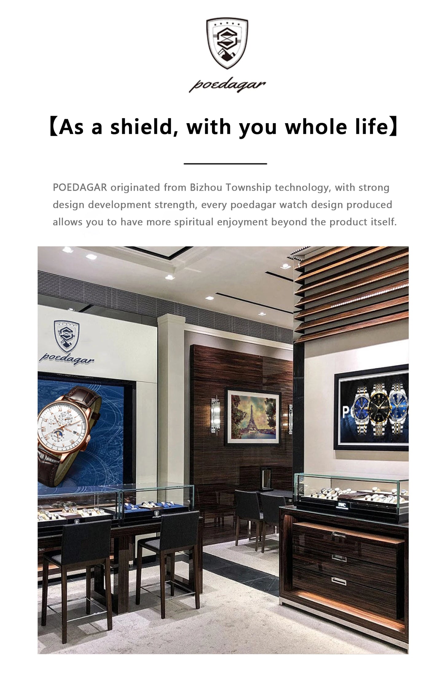 POEDAGAR Men's Luxury Watch -Luminous Waterproof Stainless Steel