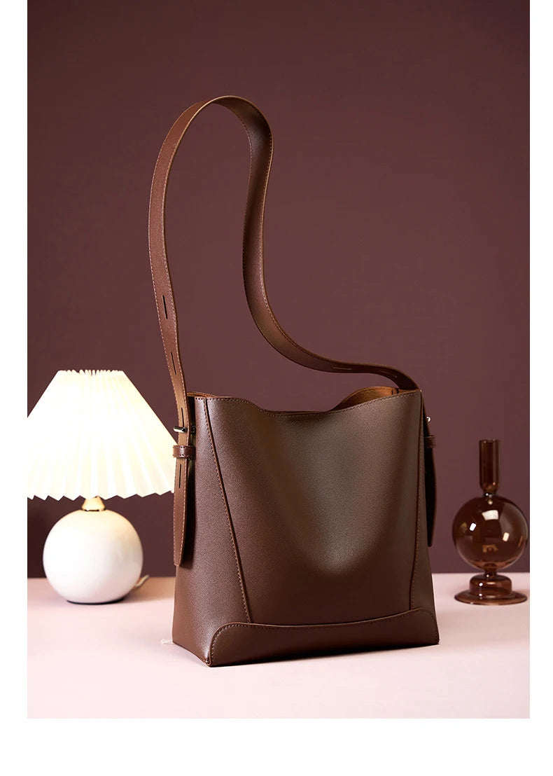 2025 Genuine Leather Buket Bag - Designer Crossbody Shoulder Bag for Women