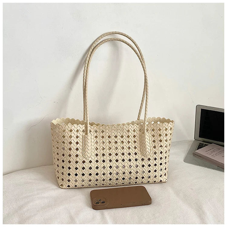 Women's Woven Shoulder Bag - Luxury Designer Tote Purse Handbag