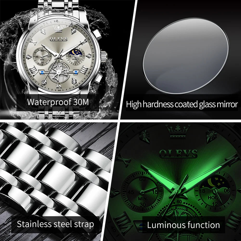 OLEVS Men's Classic Multifunctional Flywheel Automatic Watch -elegant & Precise