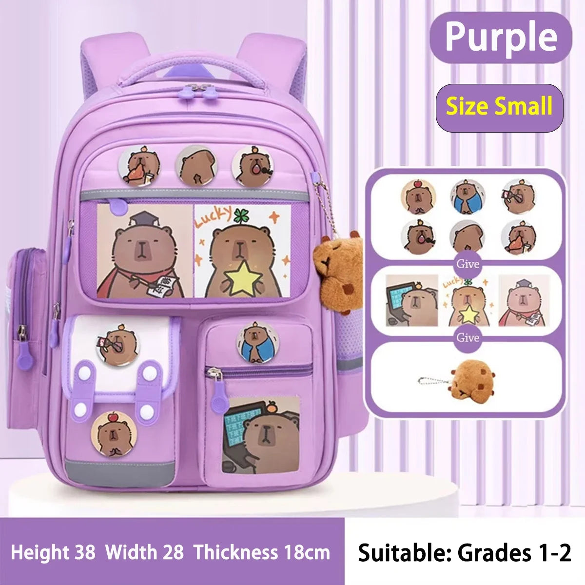 Capybara School Bag -Waterproof Backpack for Kids & Students