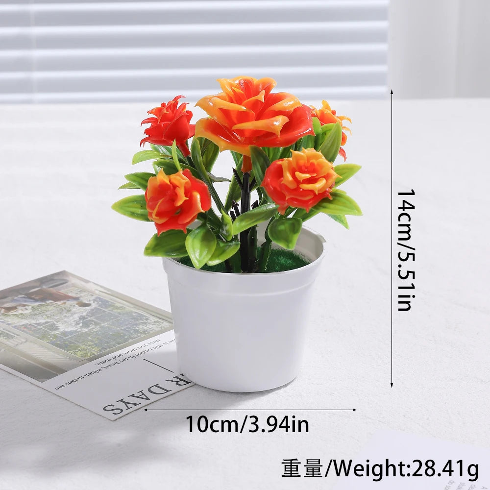 Artificial Bonsai with Faux Flowers Potted Fake Plant for Home, Wadding & Housewarmings Decor