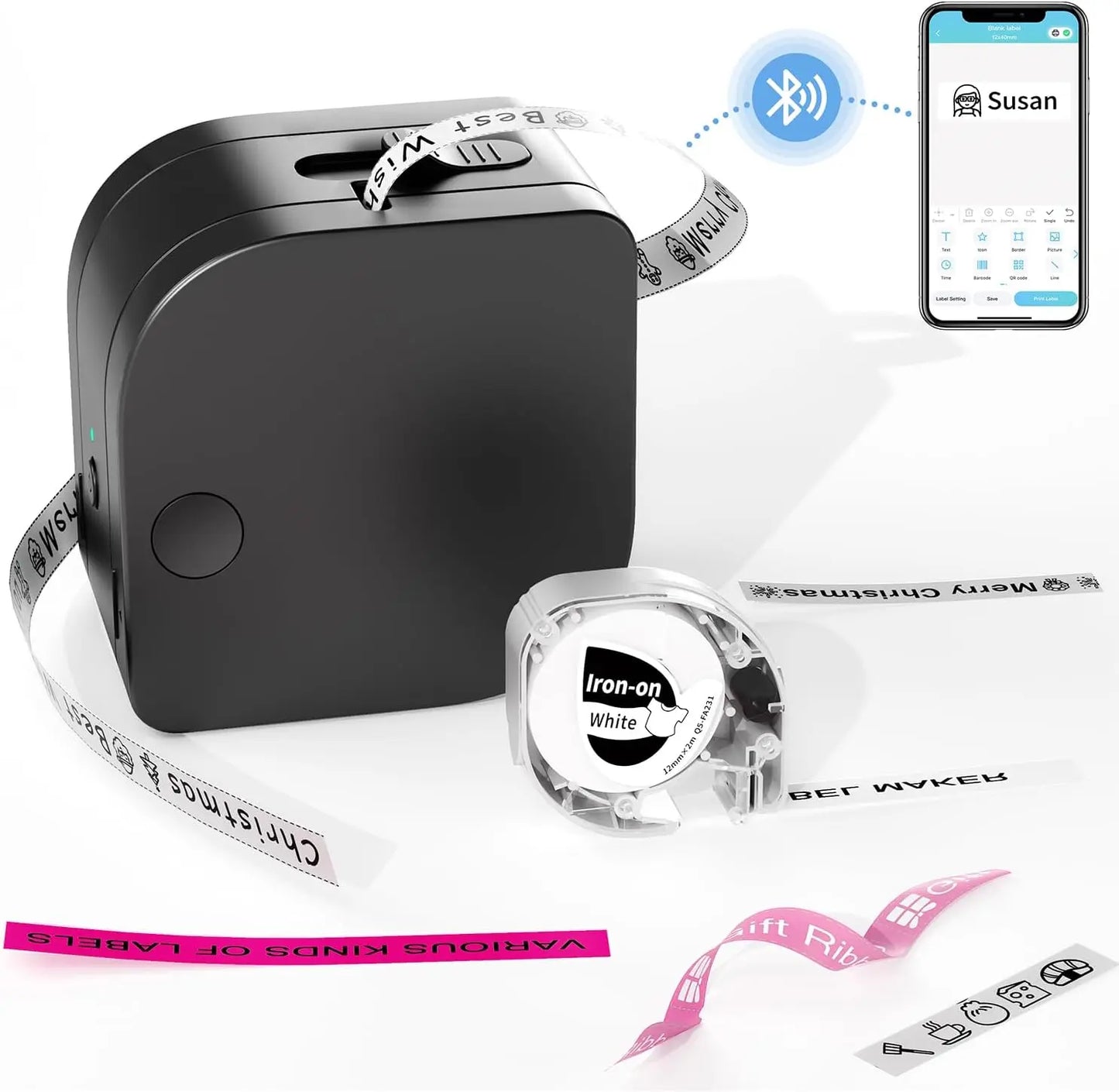 P12 Mini Bluetooth Labe Maker- Portable Sticker Printer with Multiple Templates
