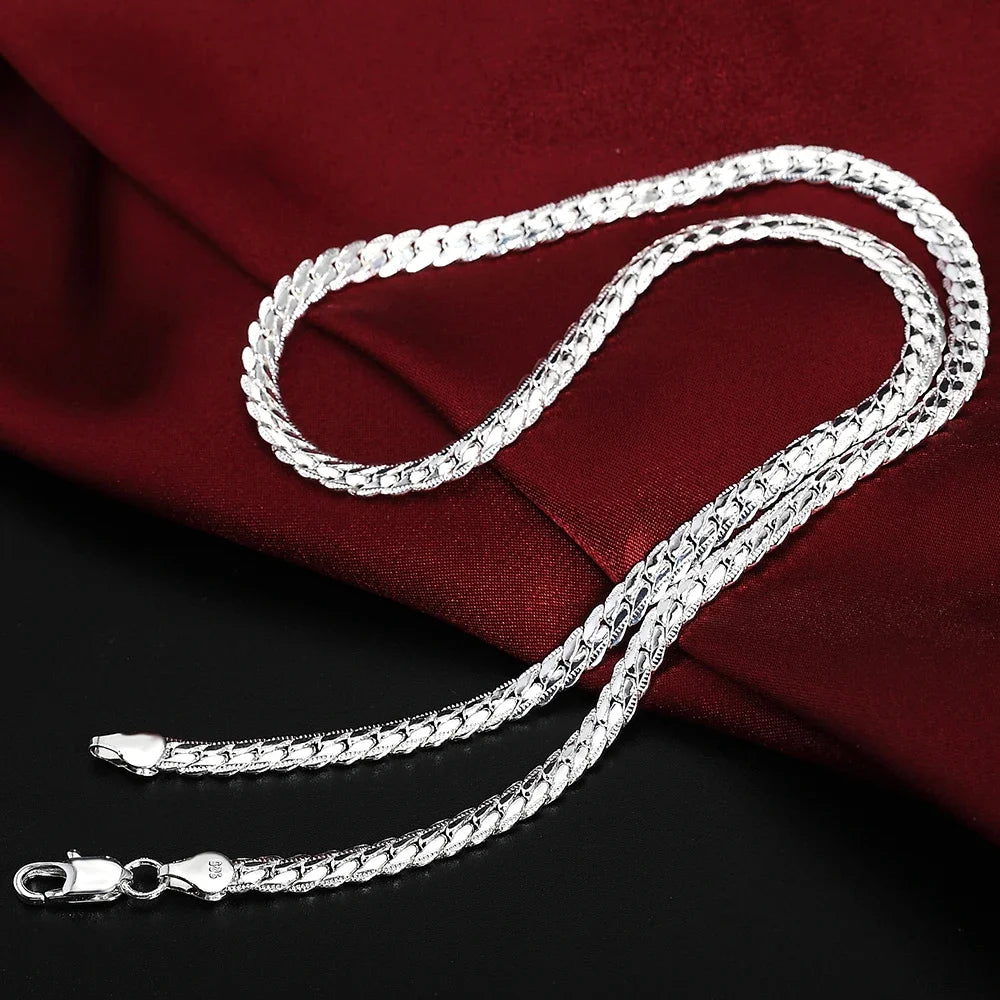925 Sterling Silver Luxury 6mm Chain Necklace 20-60 Women & Men