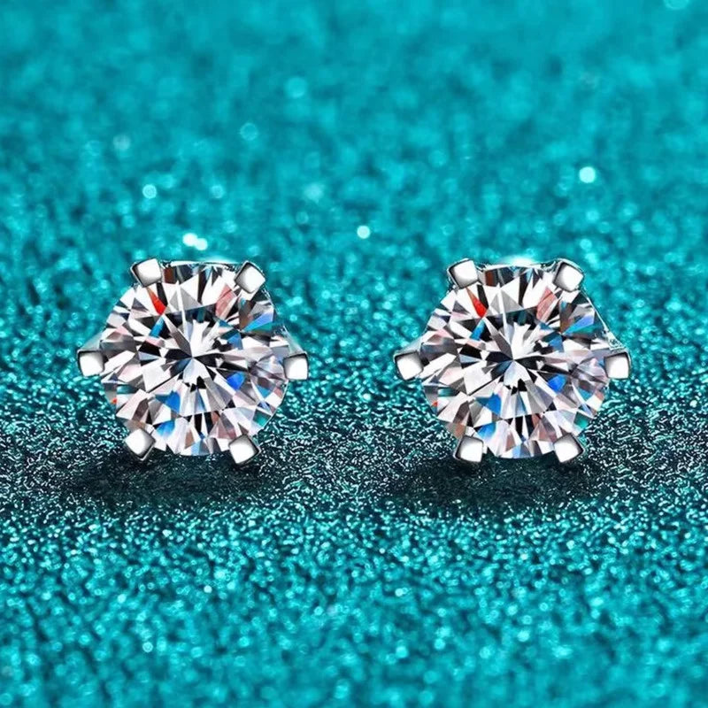 Moissanite Stud Earring - D Color 925 Sterling Silver for Women